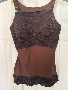 Lace Trim Shaping Cami - Brown